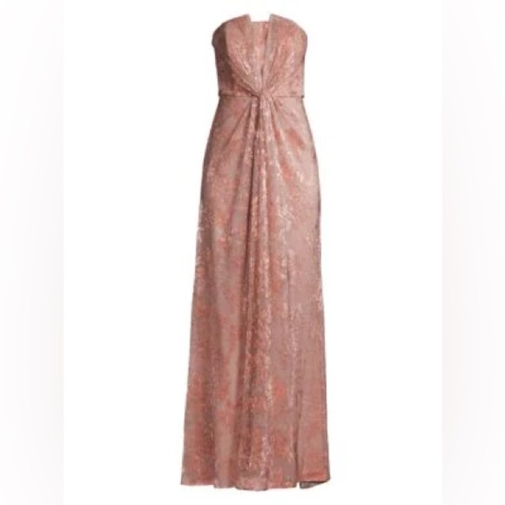 Aidan Matrix Strapless Metallic Gown